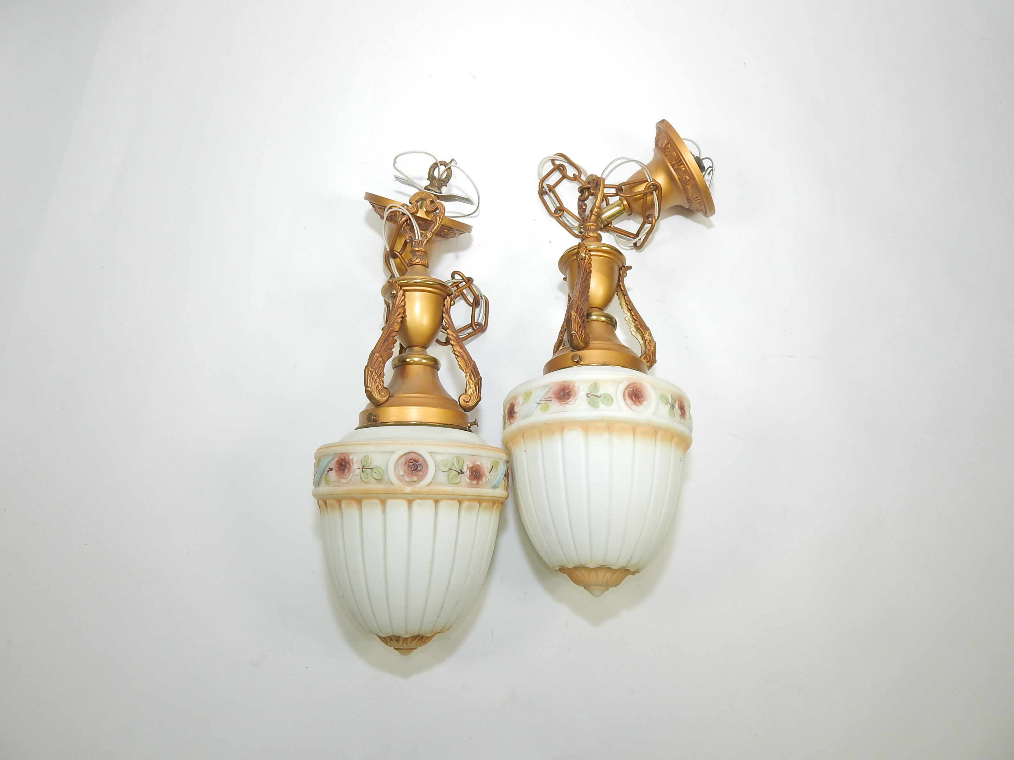 Pair of Vintage Art Deco Hanging Lamps