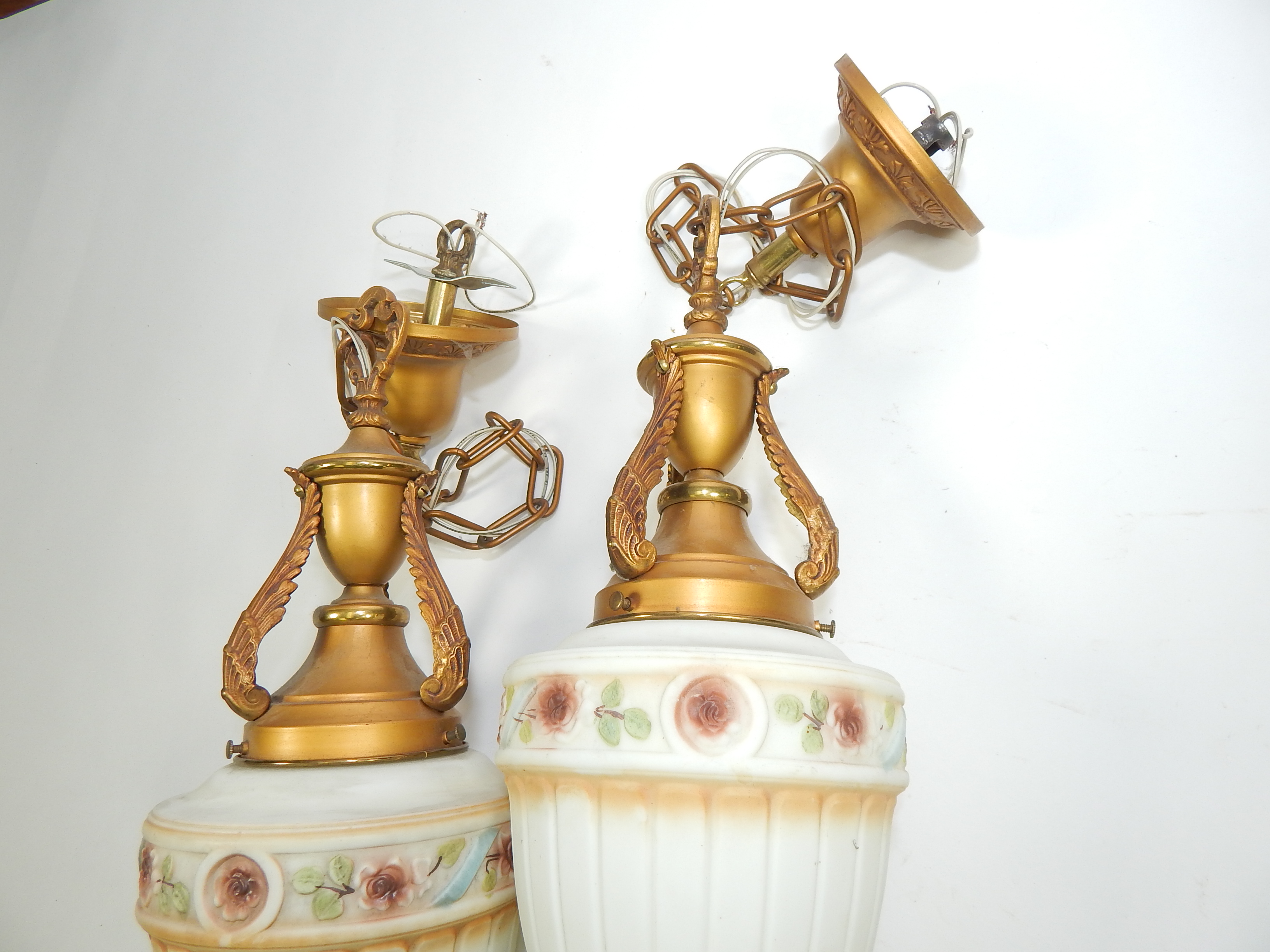 Pair of Vintage Art Deco Hanging Lamps