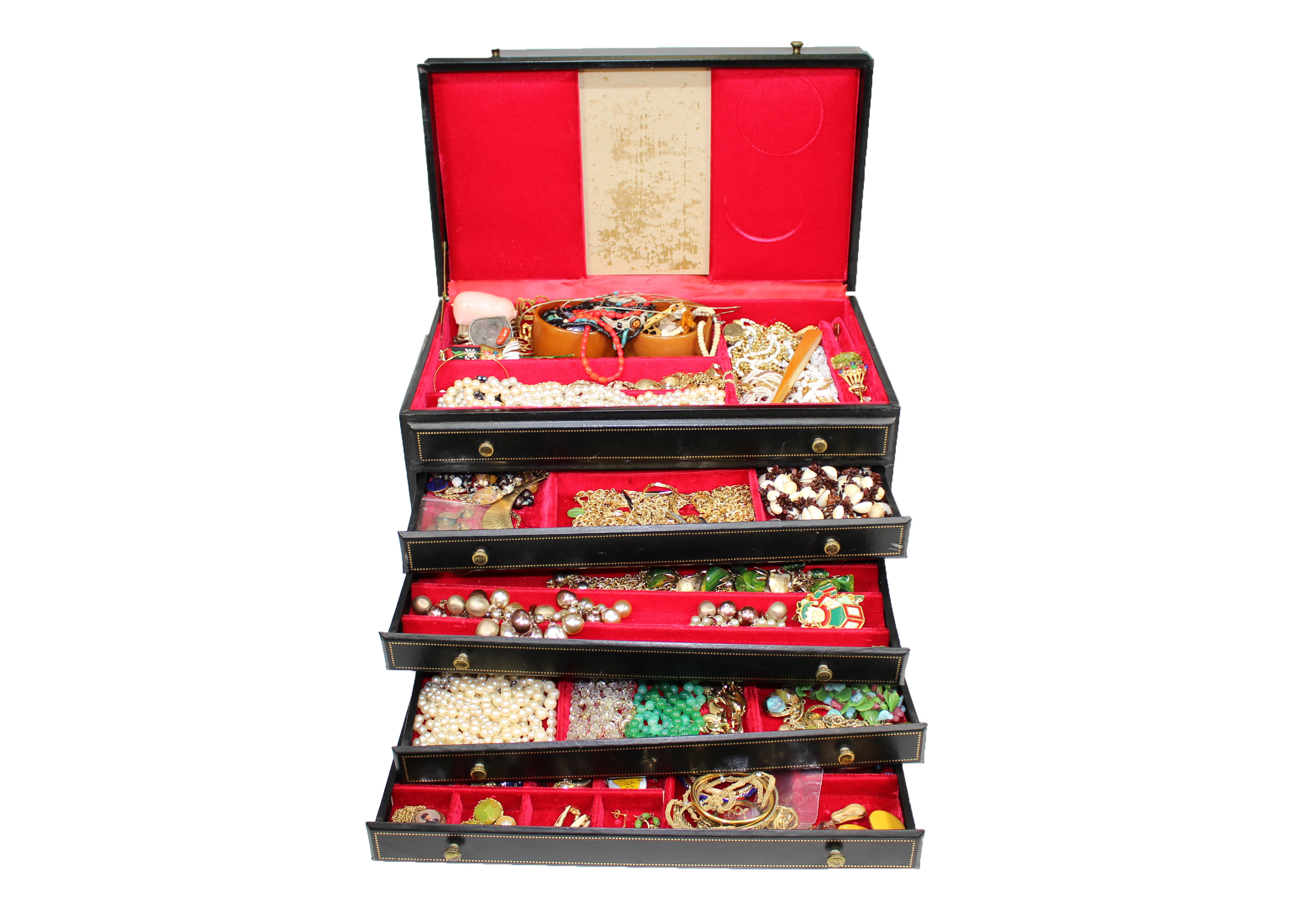 Large Vintage Costume Jewelry Collection With Jewelry Box