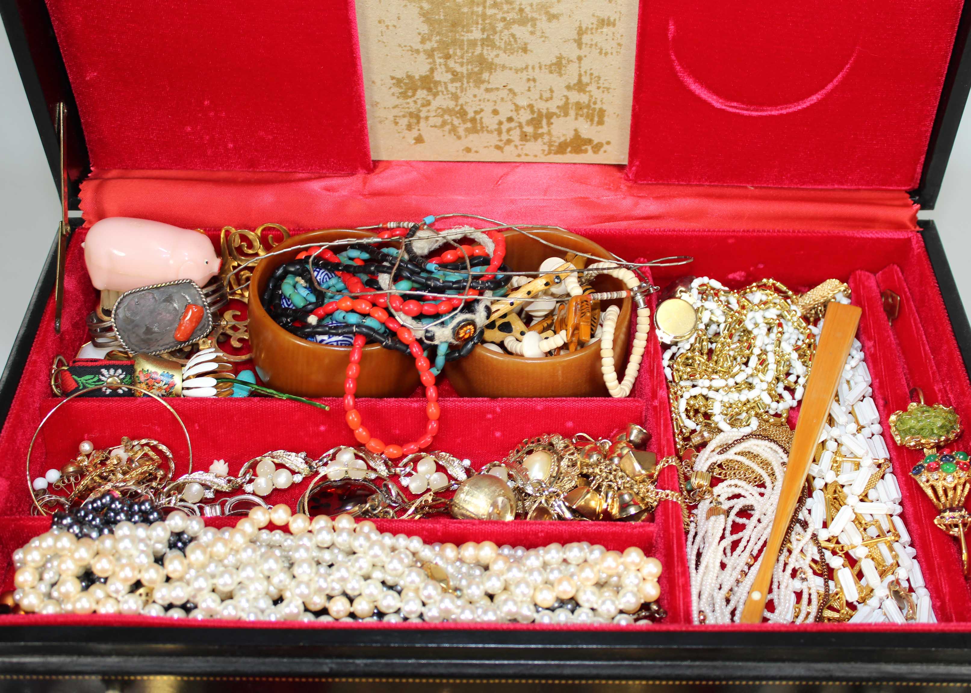 Large Vintage Costume Jewelry Collection With Jewelry Box