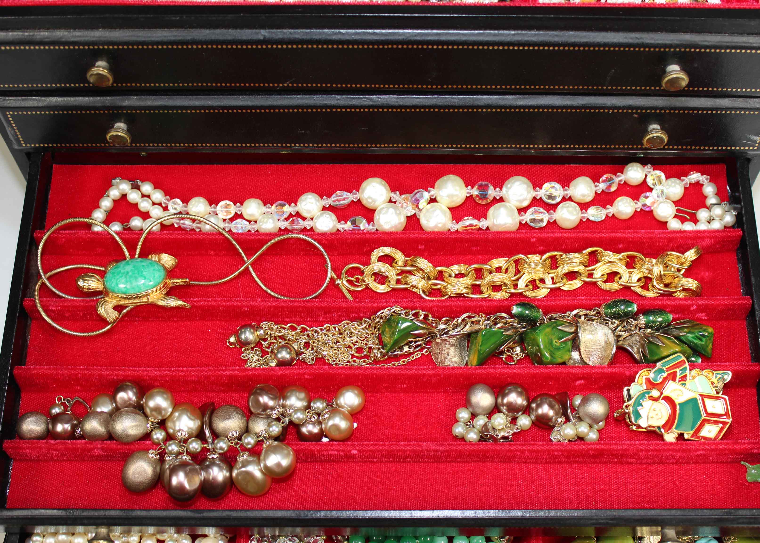 Large Vintage Costume Jewelry Collection With Jewelry Box