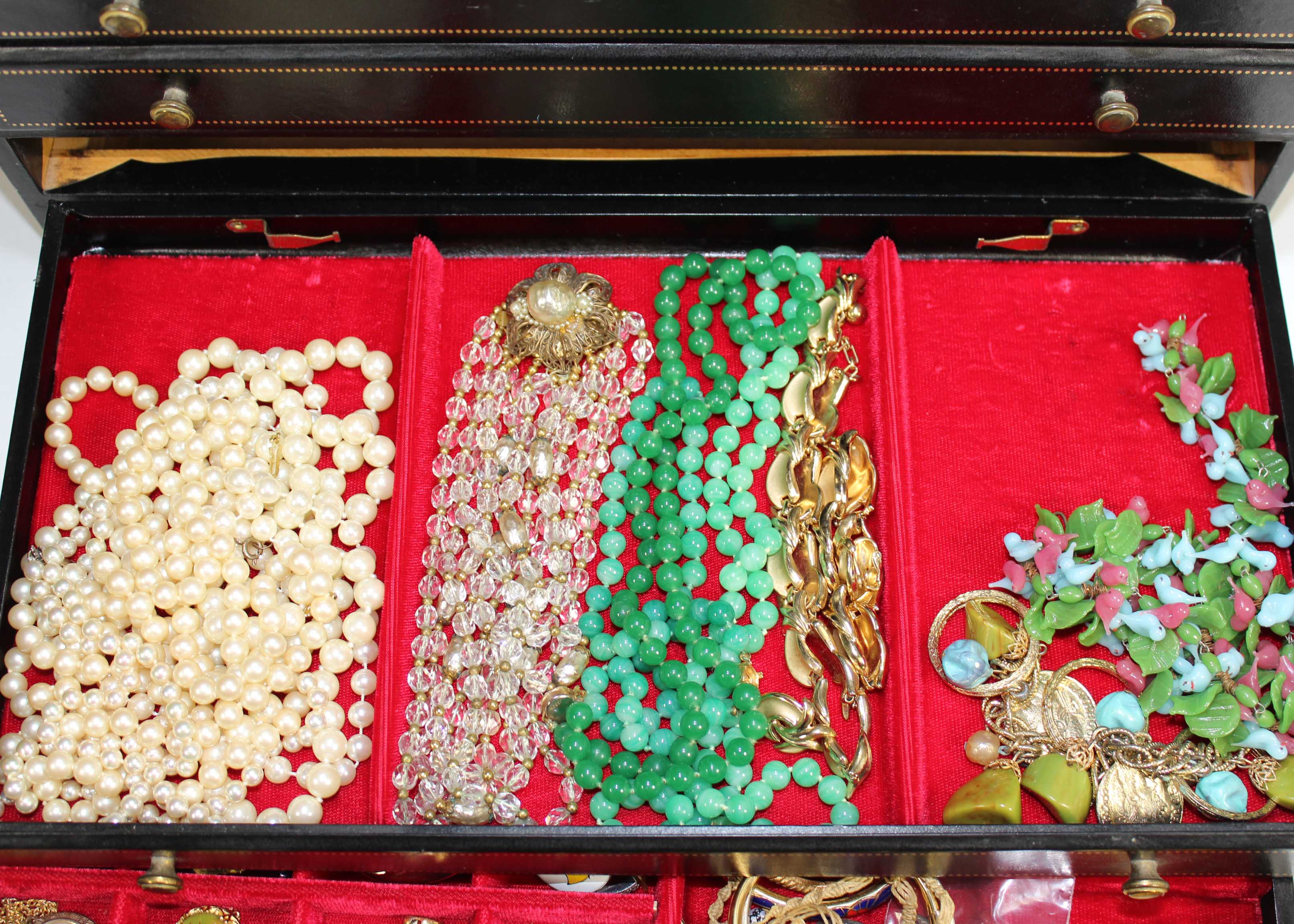 Large Vintage Costume Jewelry Collection With Jewelry Box