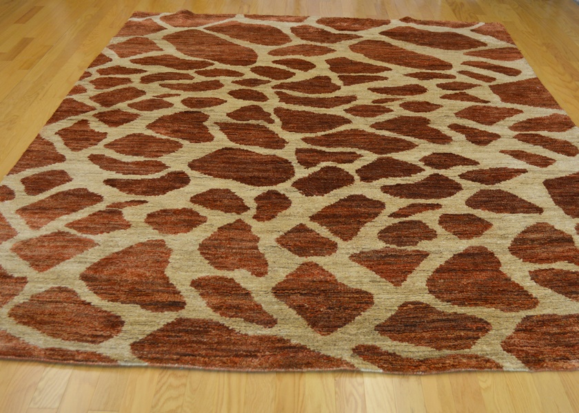 Contemporary Persian Giraffe Design Jute Woven Area Rug
