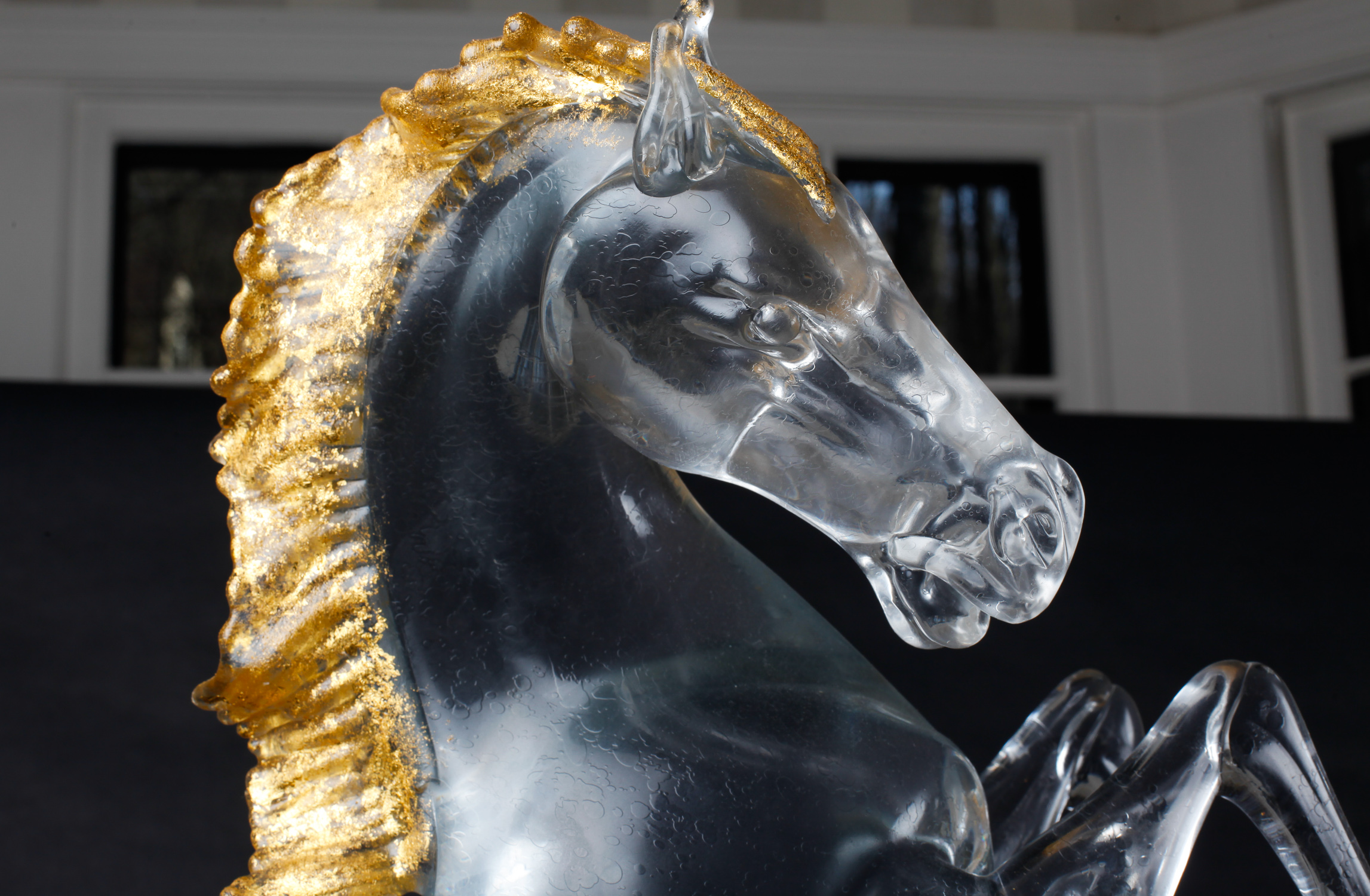 Pair of Large Alessandro Barbaro Murano Crystal Horses