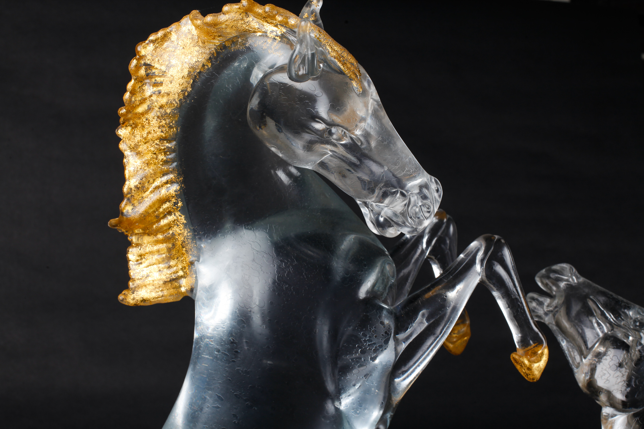 Pair of Large Alessandro Barbaro Murano Crystal Horses