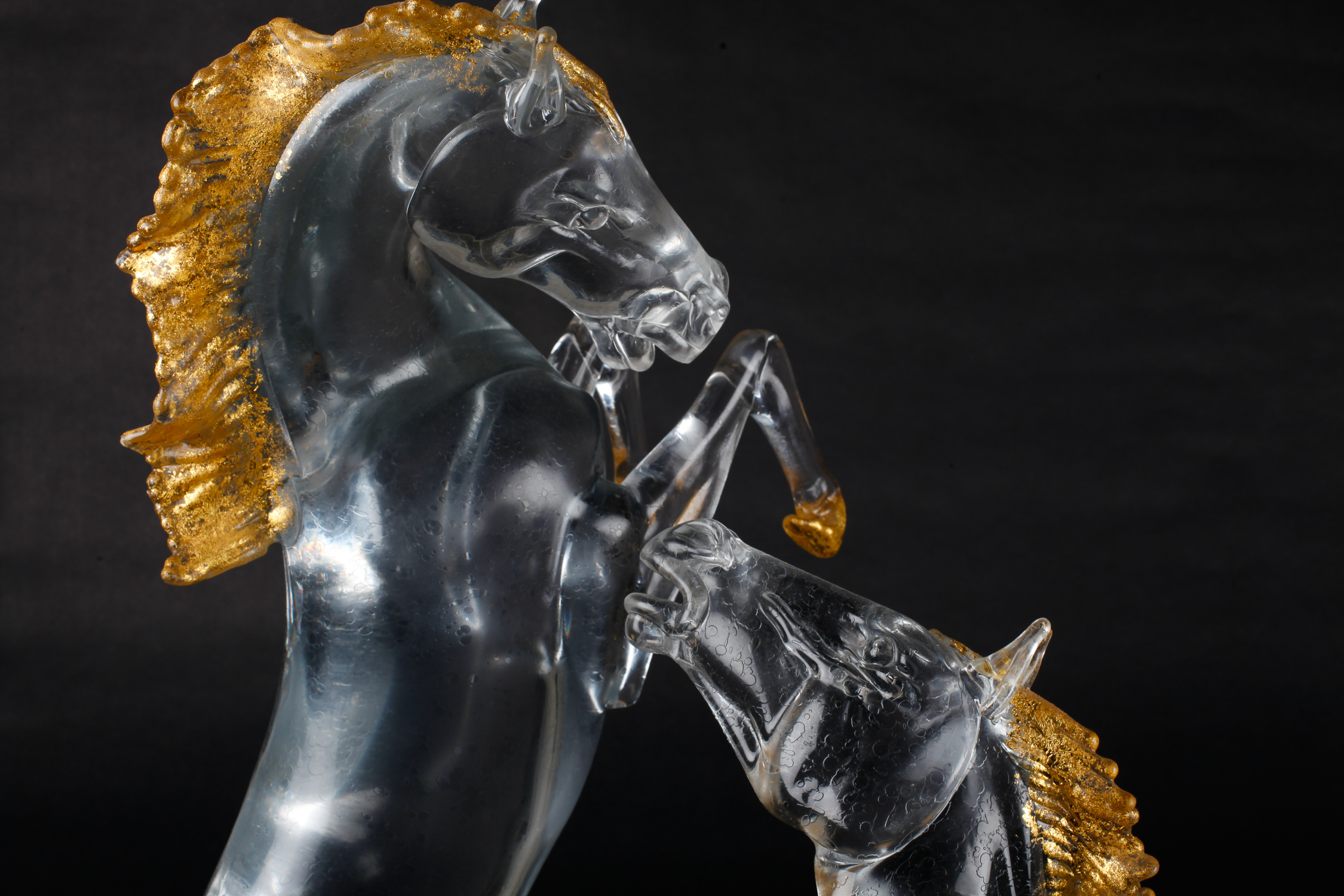 Pair of Large Alessandro Barbaro Murano Crystal Horses