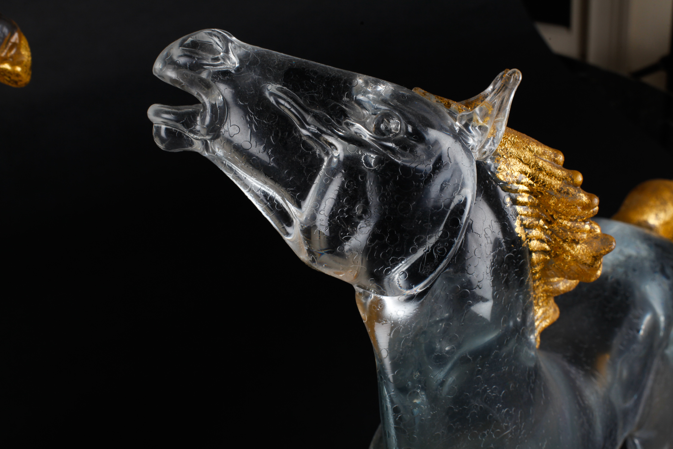 Pair of Large Alessandro Barbaro Murano Crystal Horses