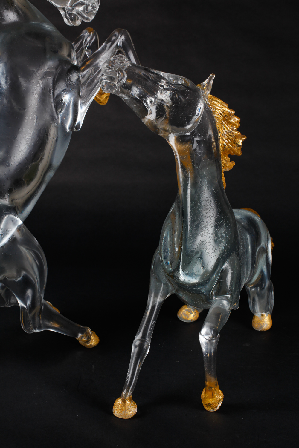 Pair of Large Alessandro Barbaro Murano Crystal Horses