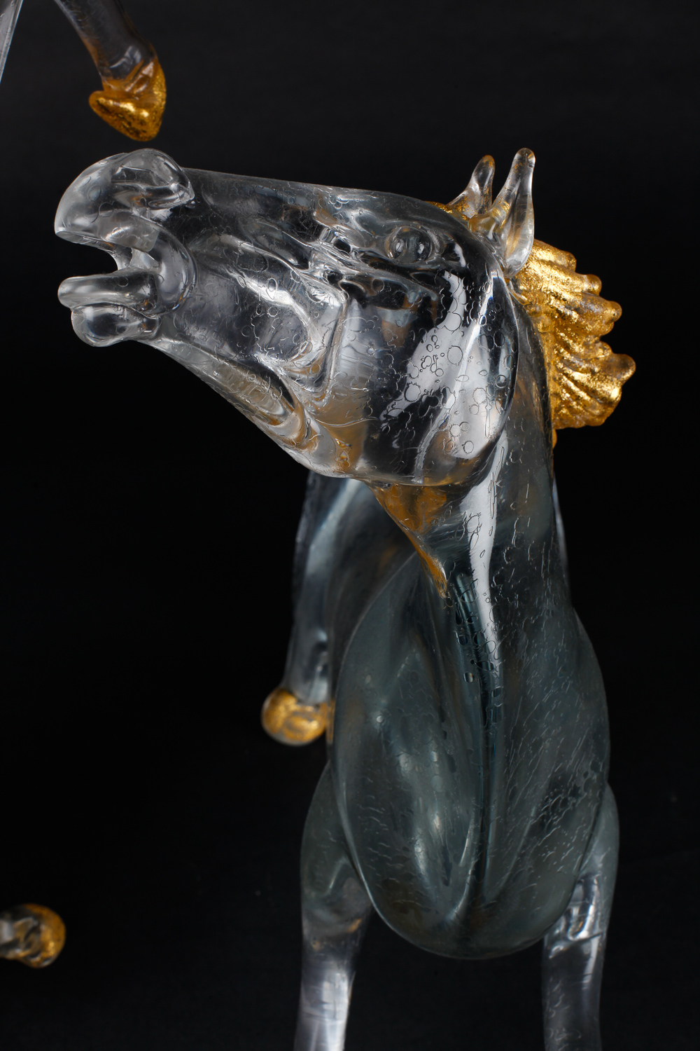 Pair of Large Alessandro Barbaro Murano Crystal Horses