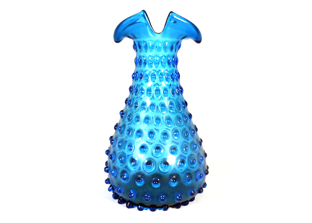 Caribbean Blue Hobnail Vase