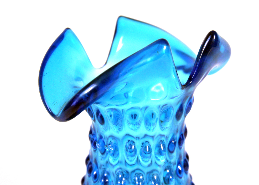 Caribbean Blue Hobnail Vase