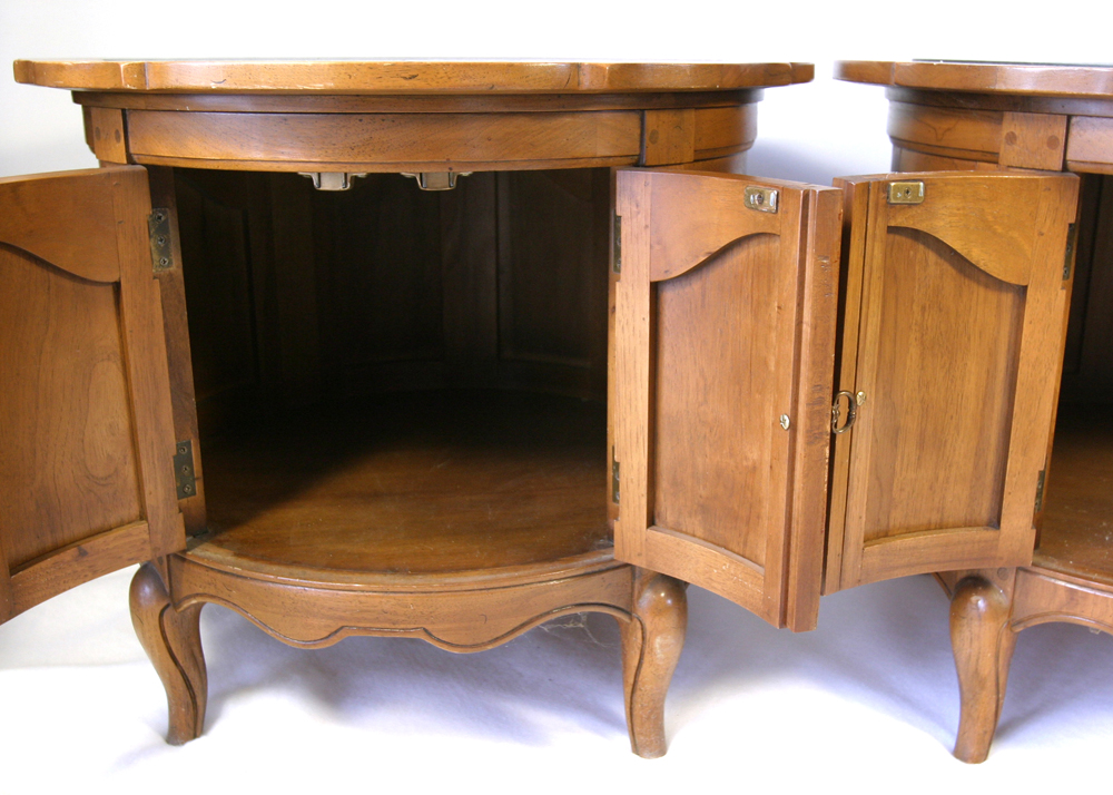 Pair of Round Slate Top End Tables
