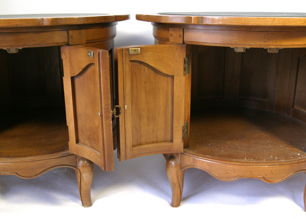 Pair of Round Slate Top End Tables