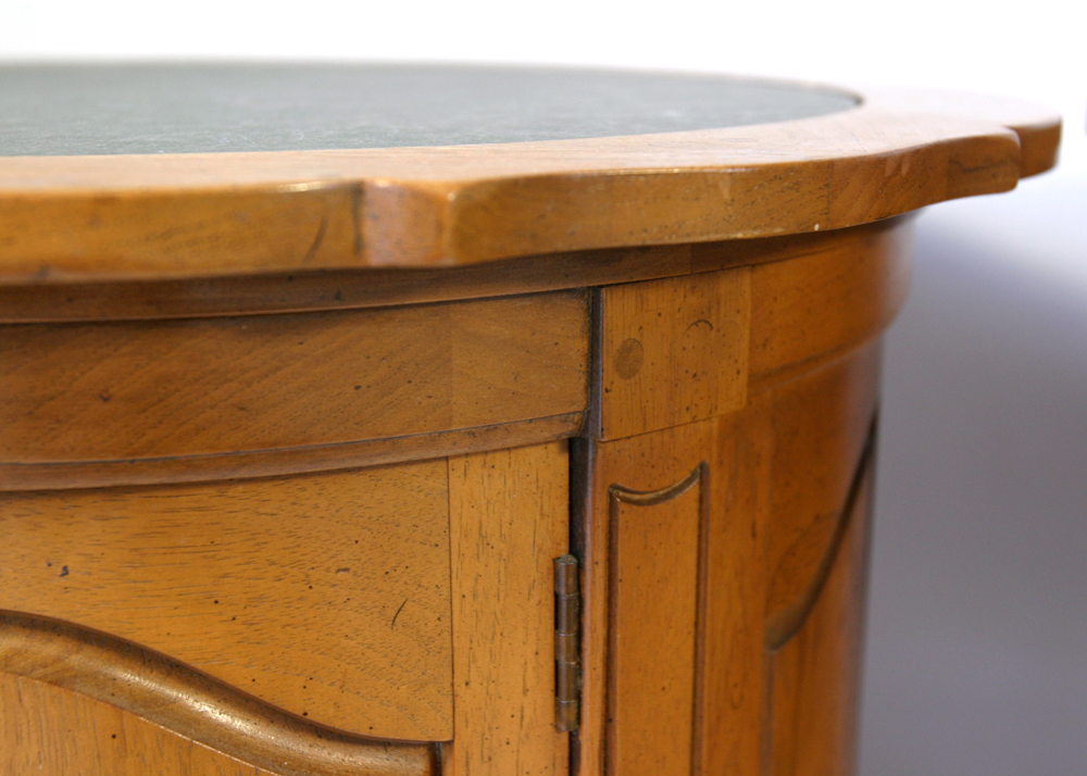 Pair of Round Slate Top End Tables