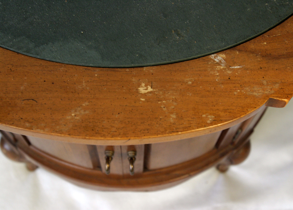 Pair of Round Slate Top End Tables