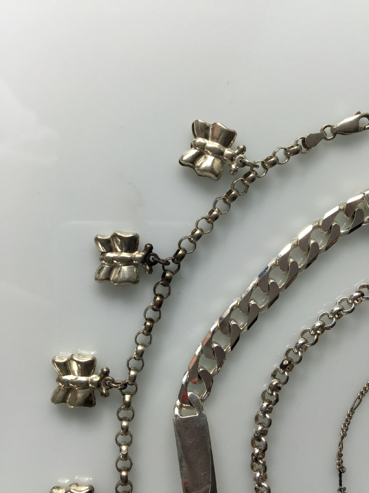 Group of Four Sterling Link Bracelets