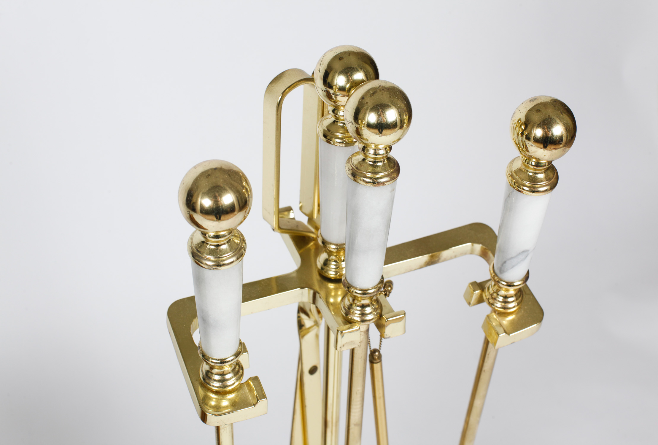 Marble and Gold Tone Metal Fireplace Collection