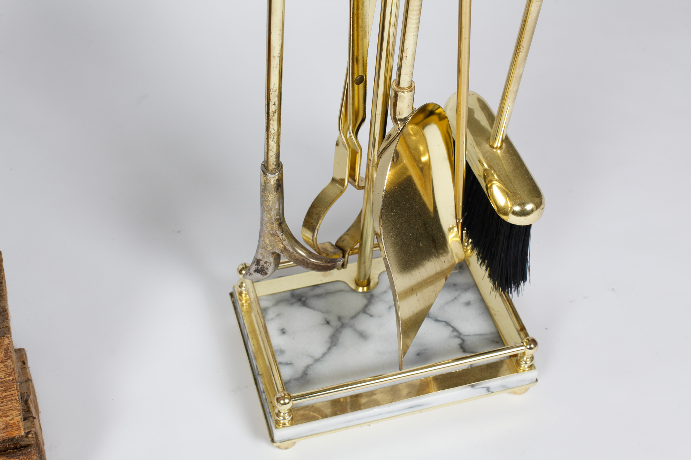 Marble and Gold Tone Metal Fireplace Collection