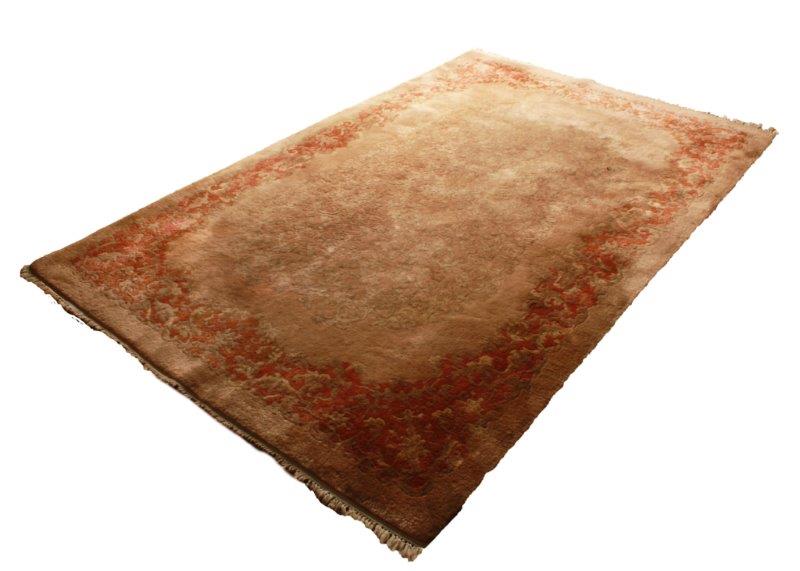 Handwoven Wool Pile Beige Area Rug