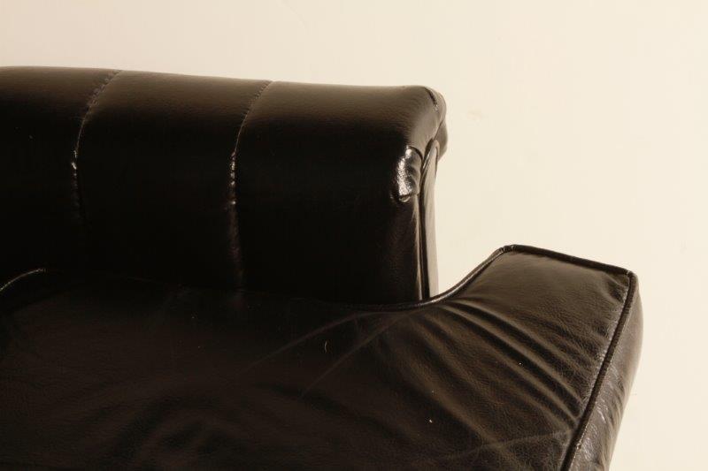 Mid-Century Black Vinyl Armchair