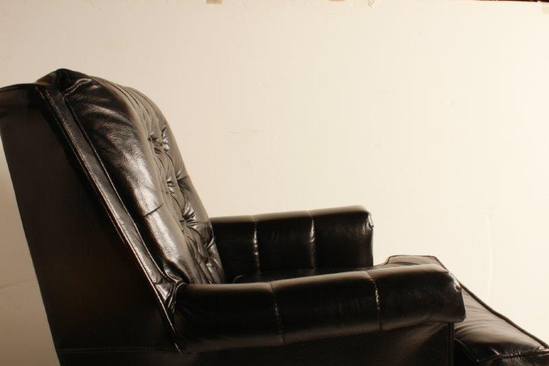Mid-Century Black Vinyl Armchair