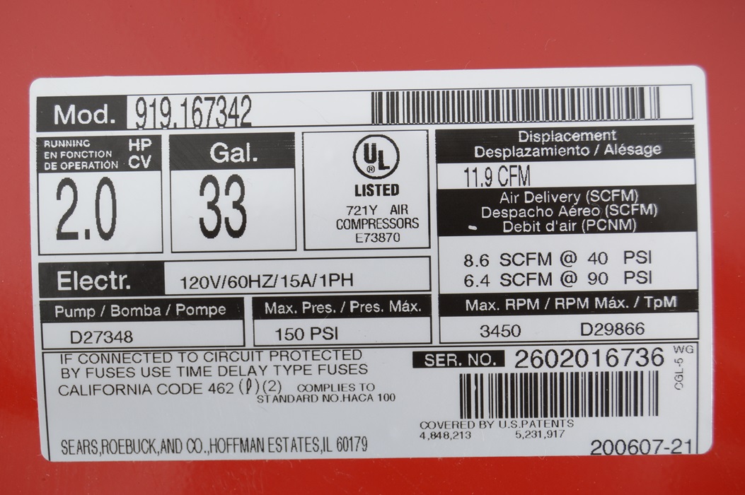 Craftsman 33 Gallon Air Compressor