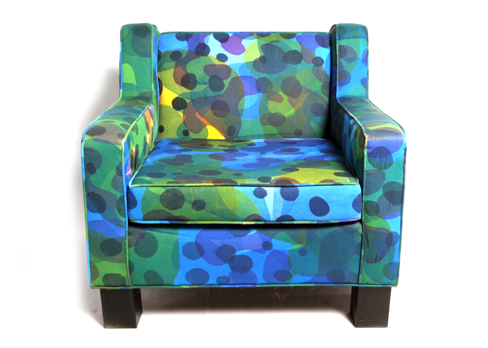 Blue and Green Upholstered Club Chair