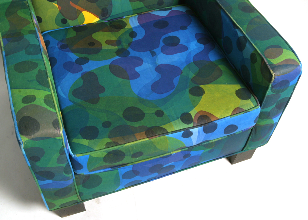 Blue and Green Upholstered Club Chair