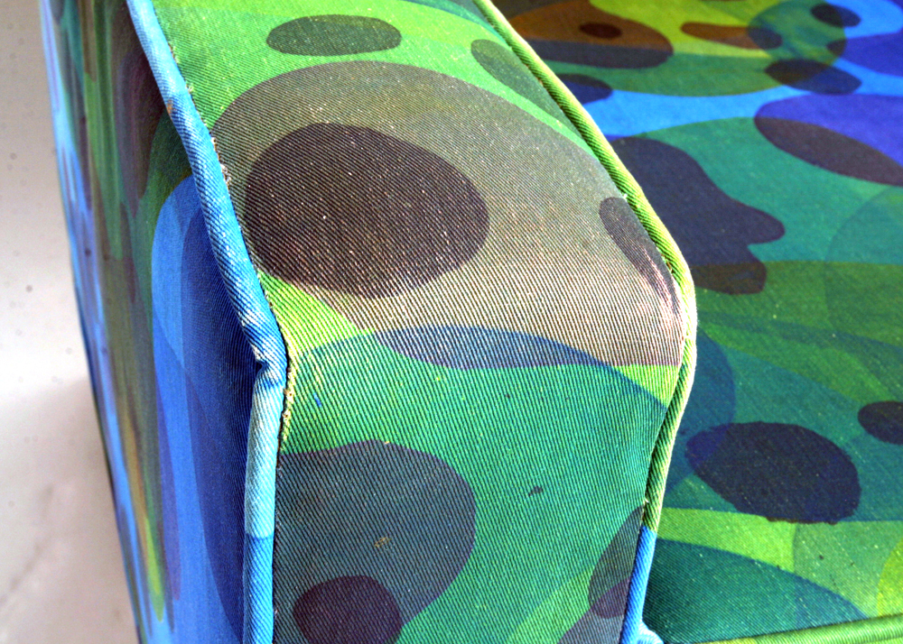 Blue and Green Upholstered Club Chair