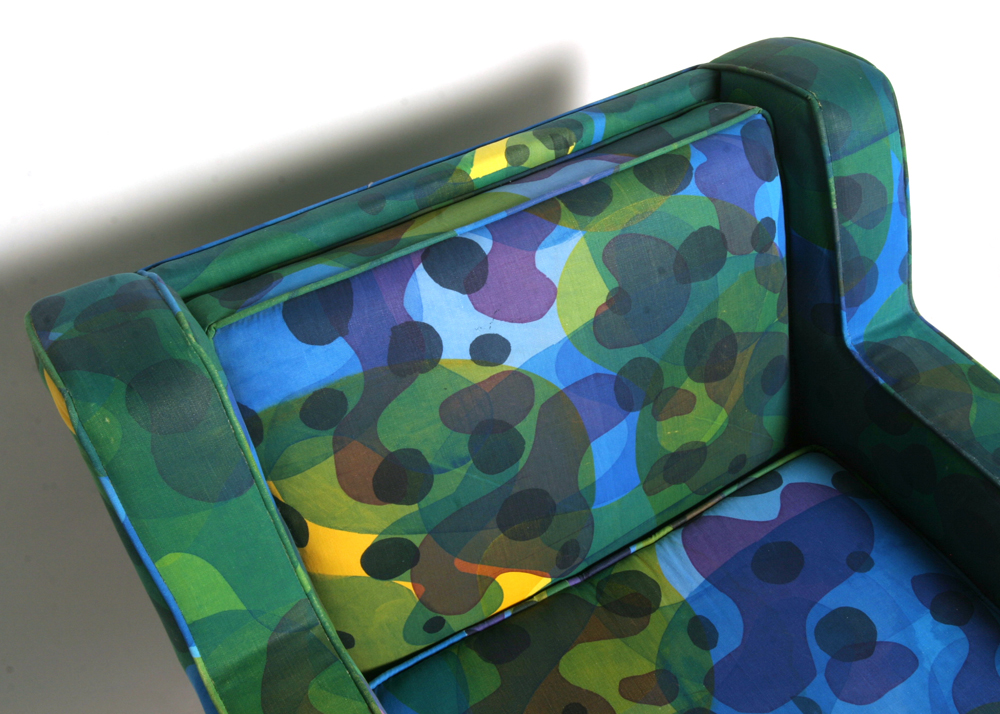 Blue and Green Upholstered Club Chair