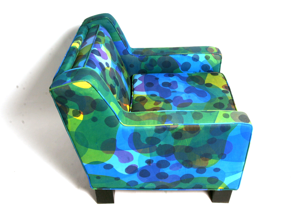 Blue and Green Upholstered Club Chair