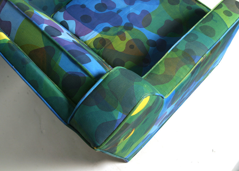 Blue and Green Upholstered Club Chair