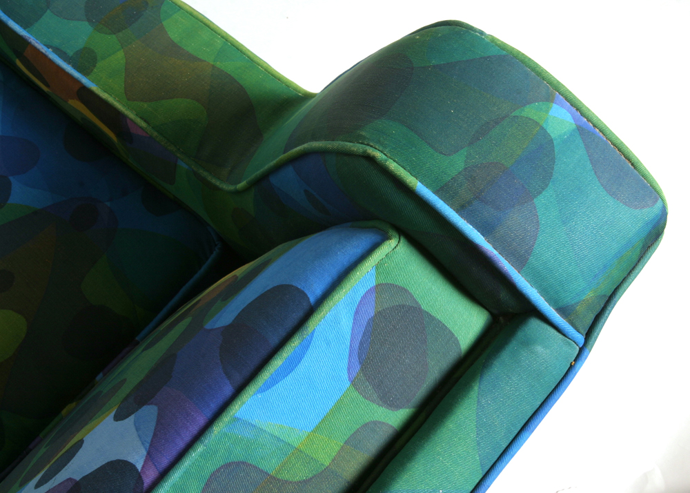 Blue and Green Upholstered Club Chair