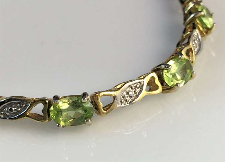 Diamond and Peridot Vermeil Tennis Bracelet