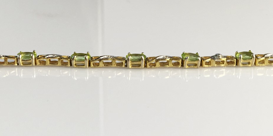 Diamond and Peridot Vermeil Tennis Bracelet