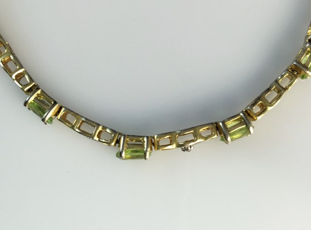 Diamond and Peridot Vermeil Tennis Bracelet