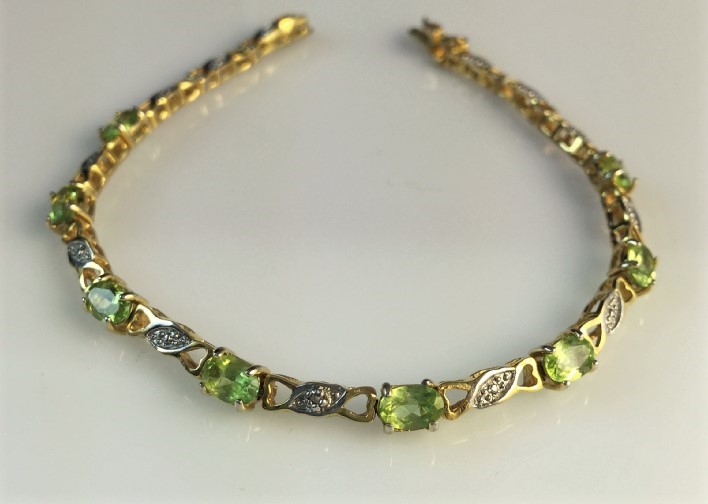 Diamond and Peridot Vermeil Tennis Bracelet