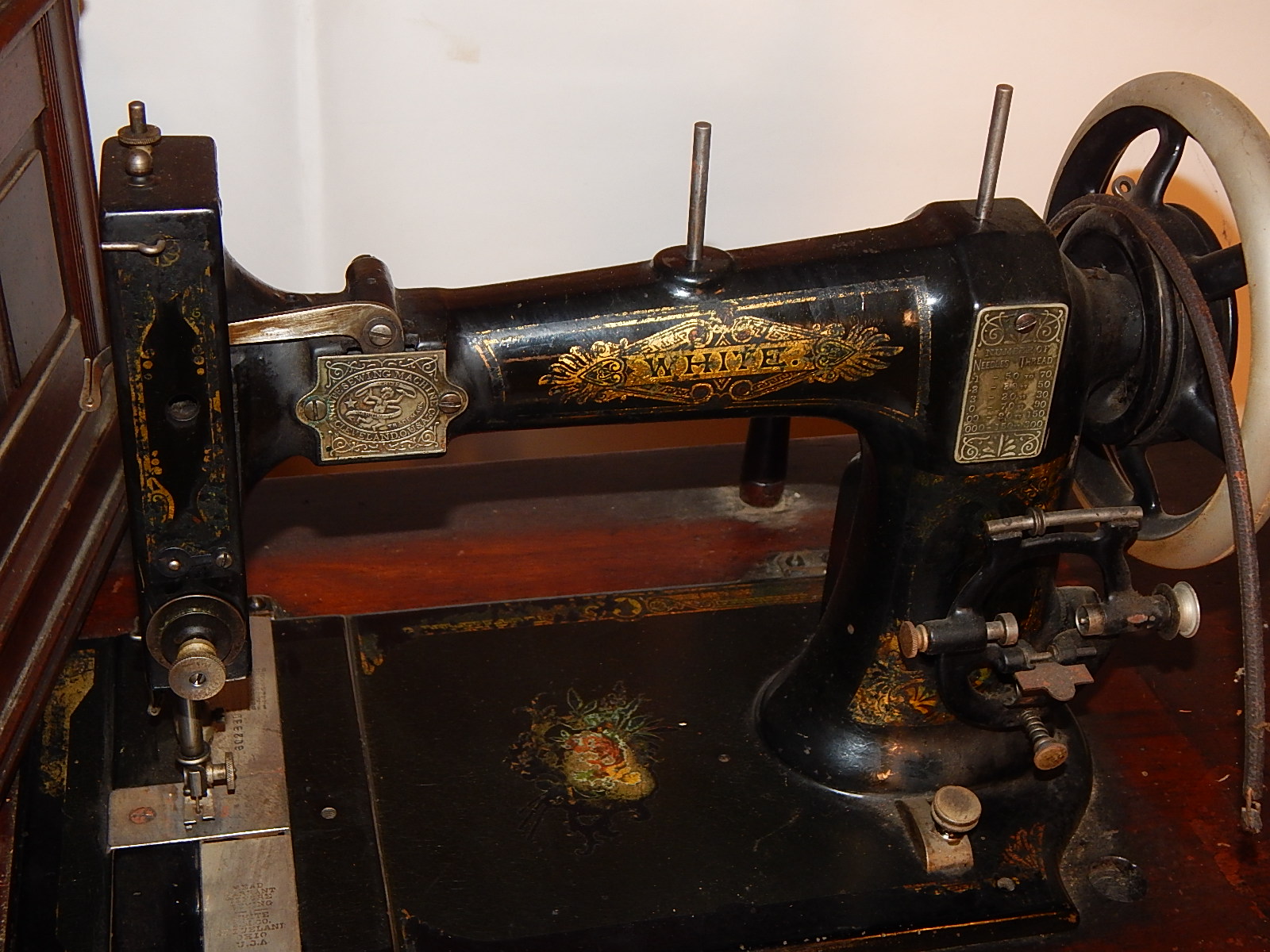 Antique White Sewing Machine and Stand