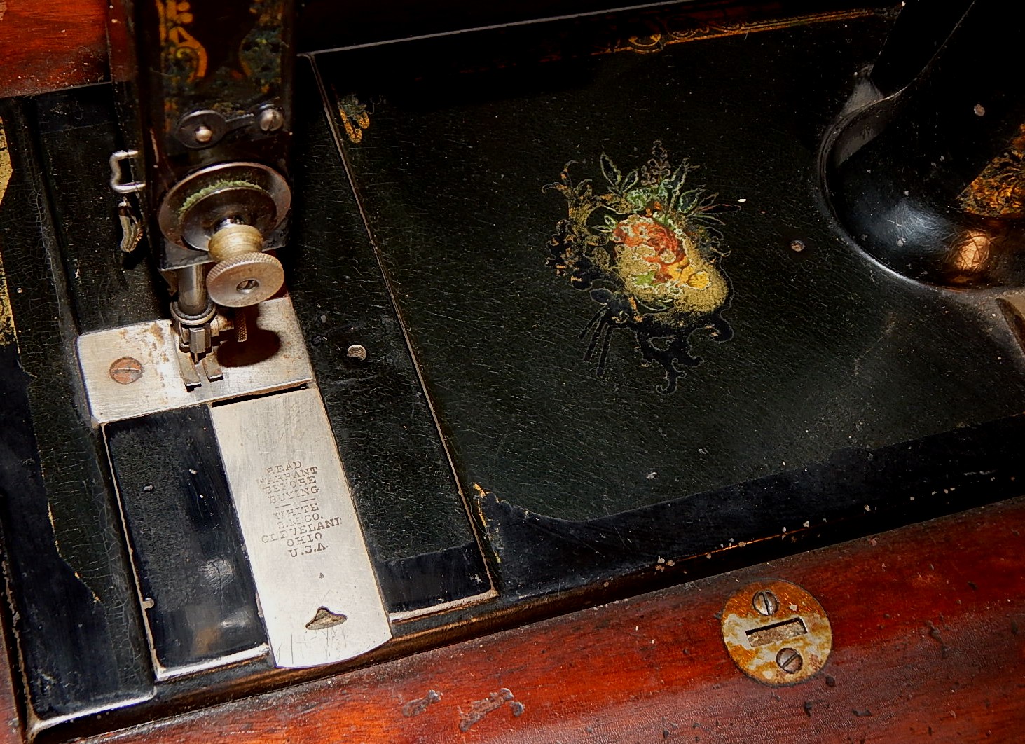 Antique White Sewing Machine and Stand