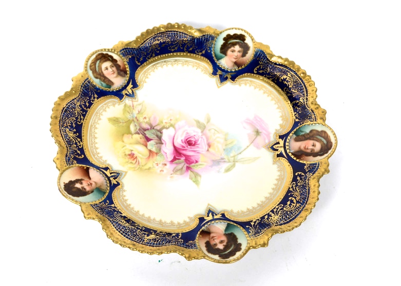 Rare Antique R.S. PRUSSIA. Portrait Porcelain Plate