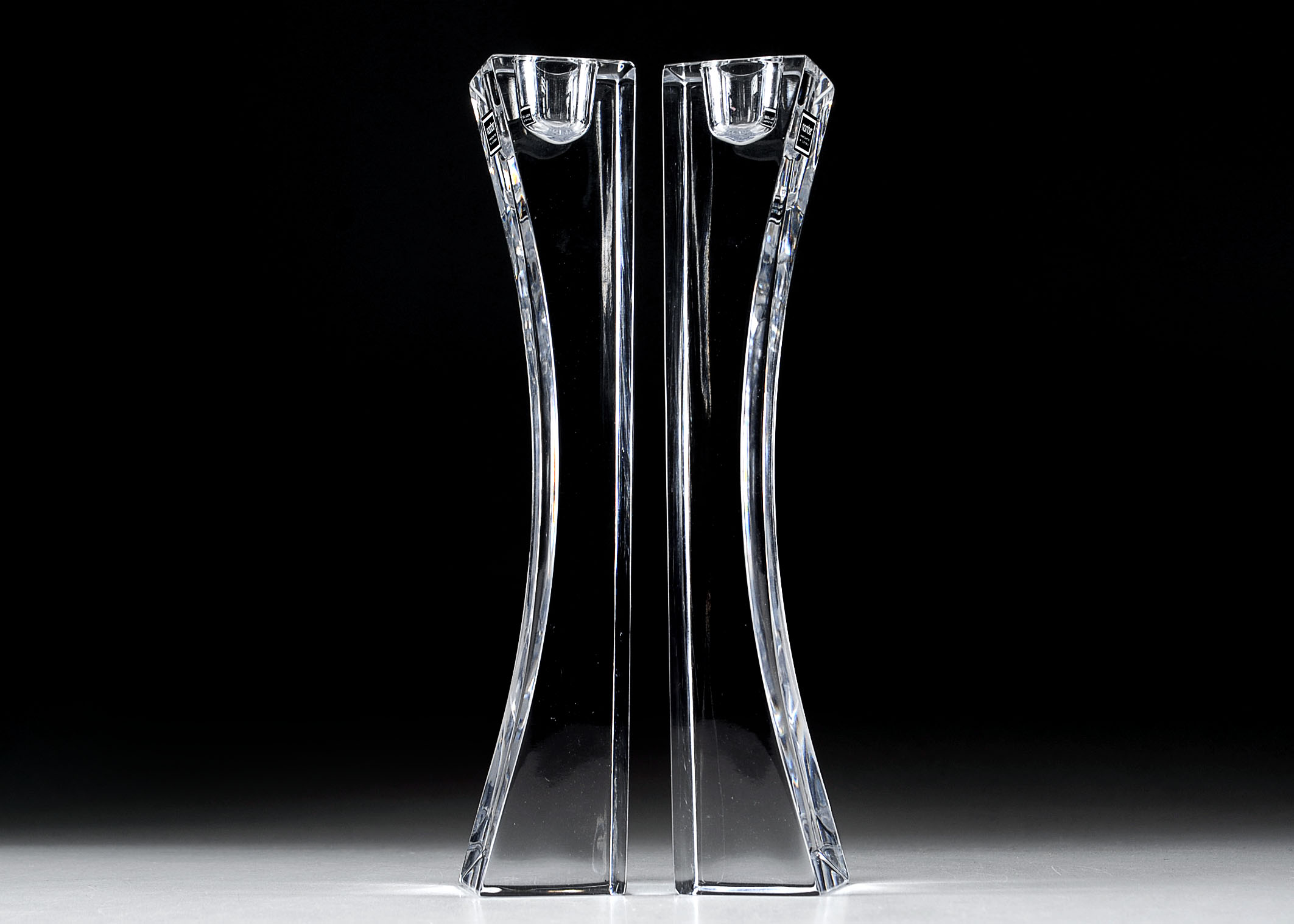 Nambe "Kissing" Crystal Candlesticks
