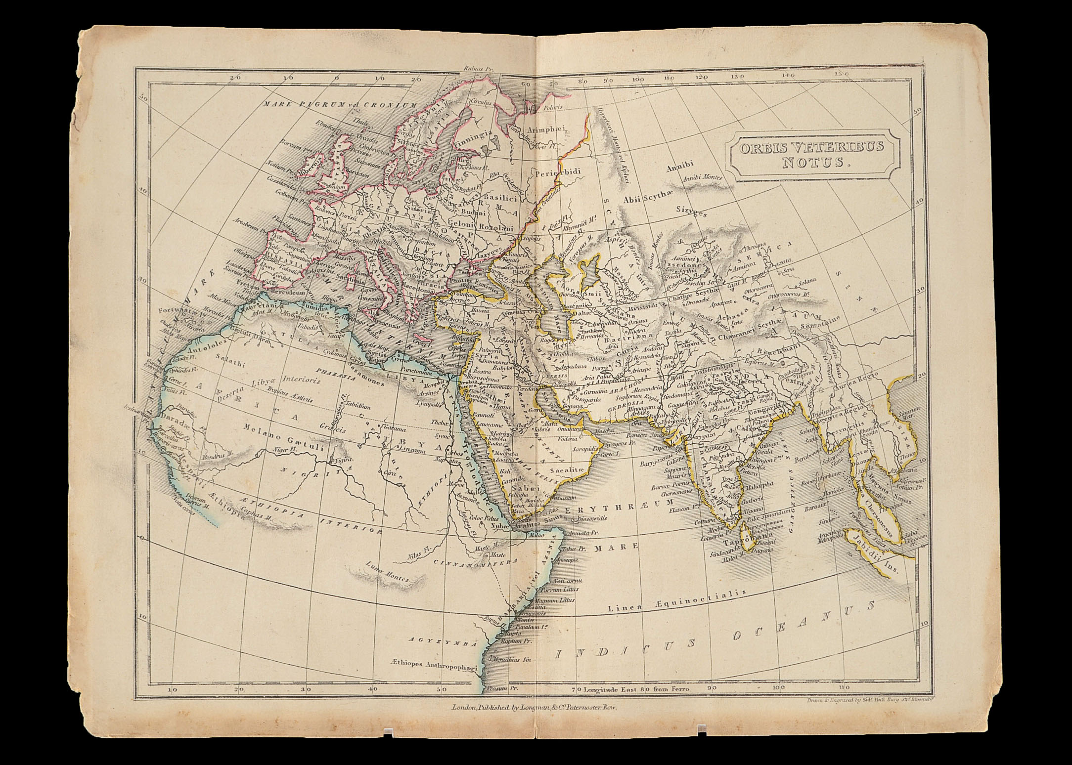 1850 Map of Europe, Africa, and Asia - "Orbis Veteribus Notus"
