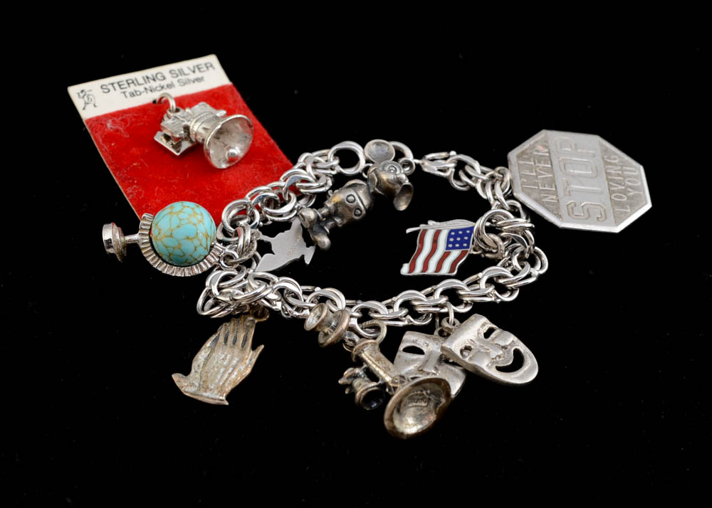 Sterling Silver Bracelet with Charms