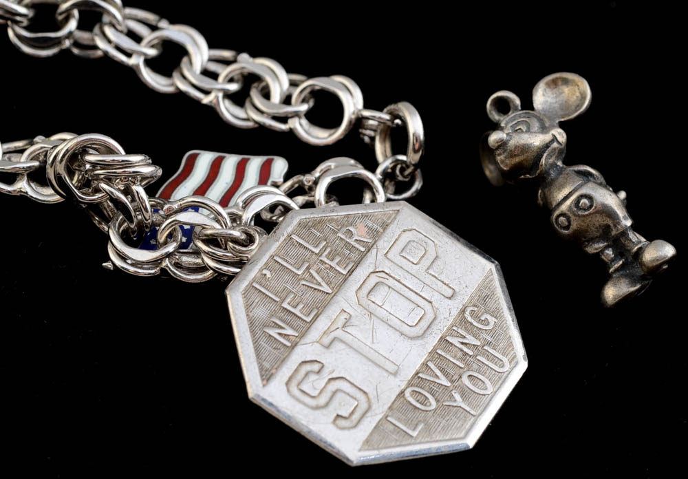 Sterling Silver Bracelet with Charms