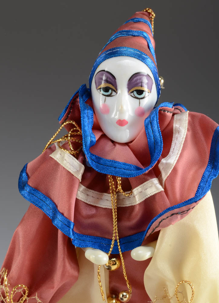 Vintage Silvestri Beige, Red and Blue Harlequin Doll