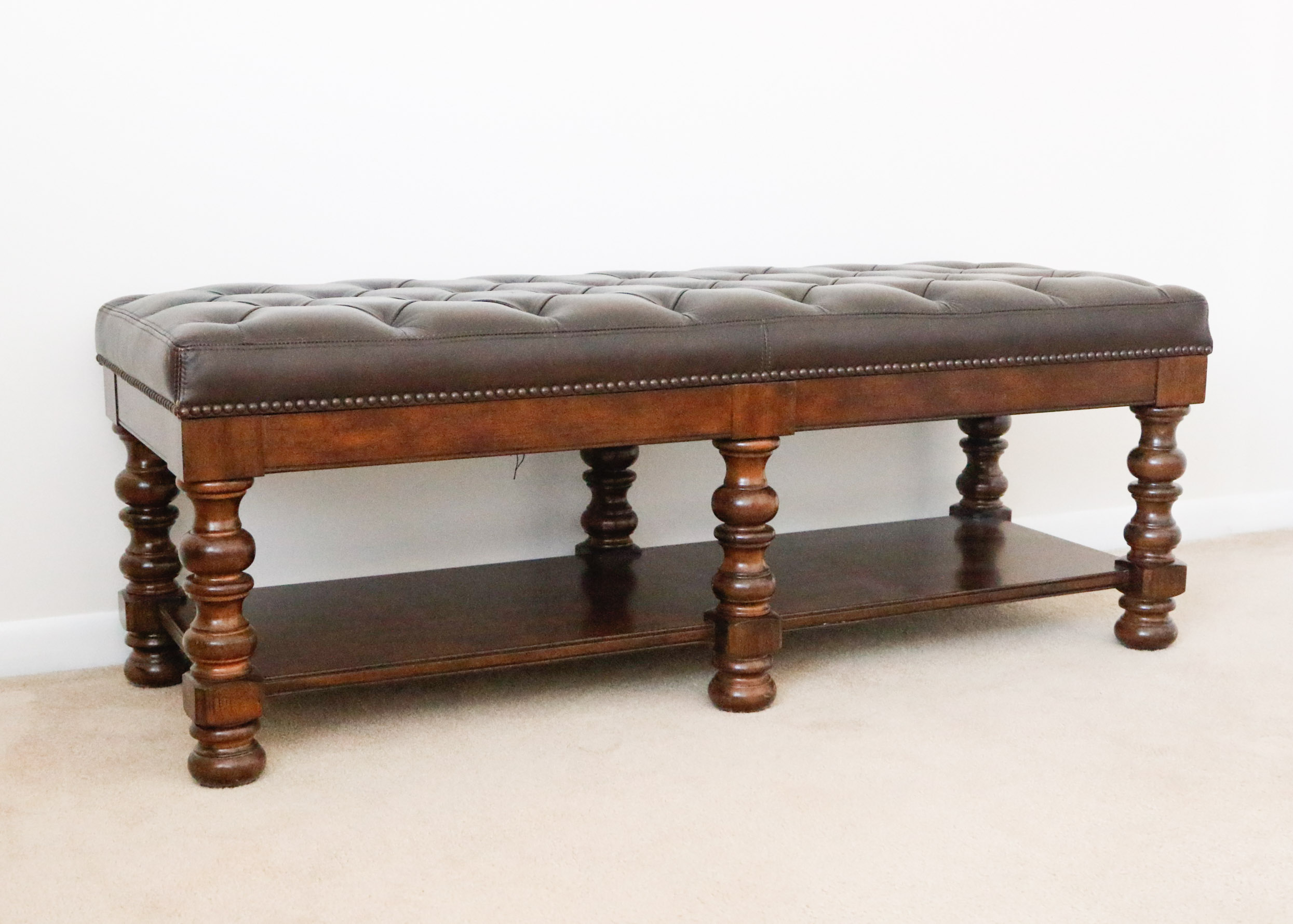 Leather Tufted Bench by Bernhardt for Haverty's