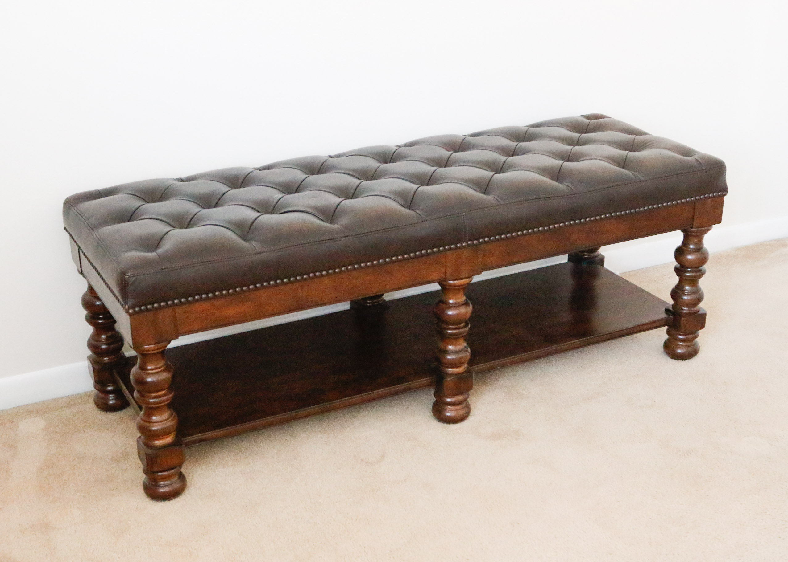 Leather Tufted Bench by Bernhardt for Haverty's