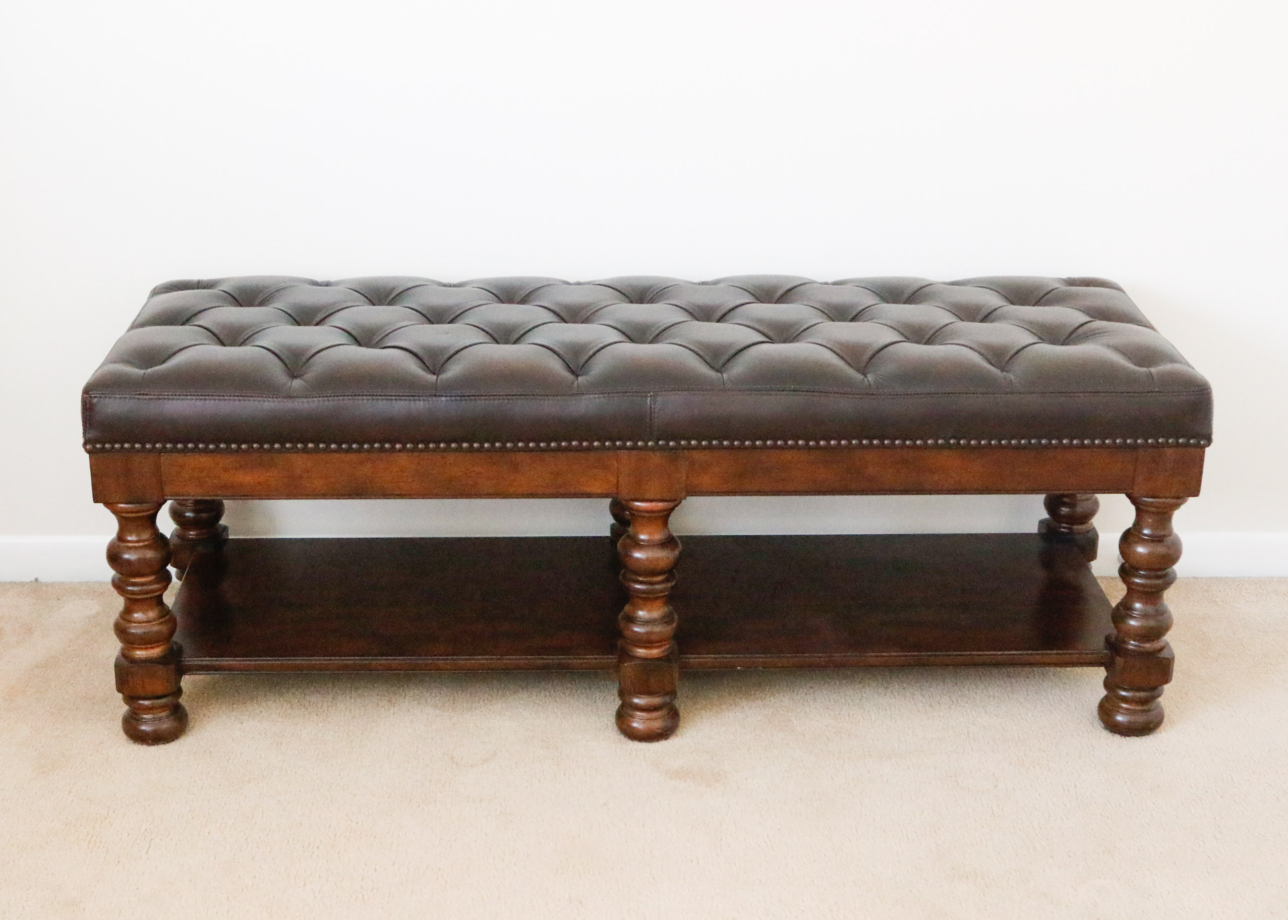 Leather Tufted Bench by Bernhardt for Haverty's