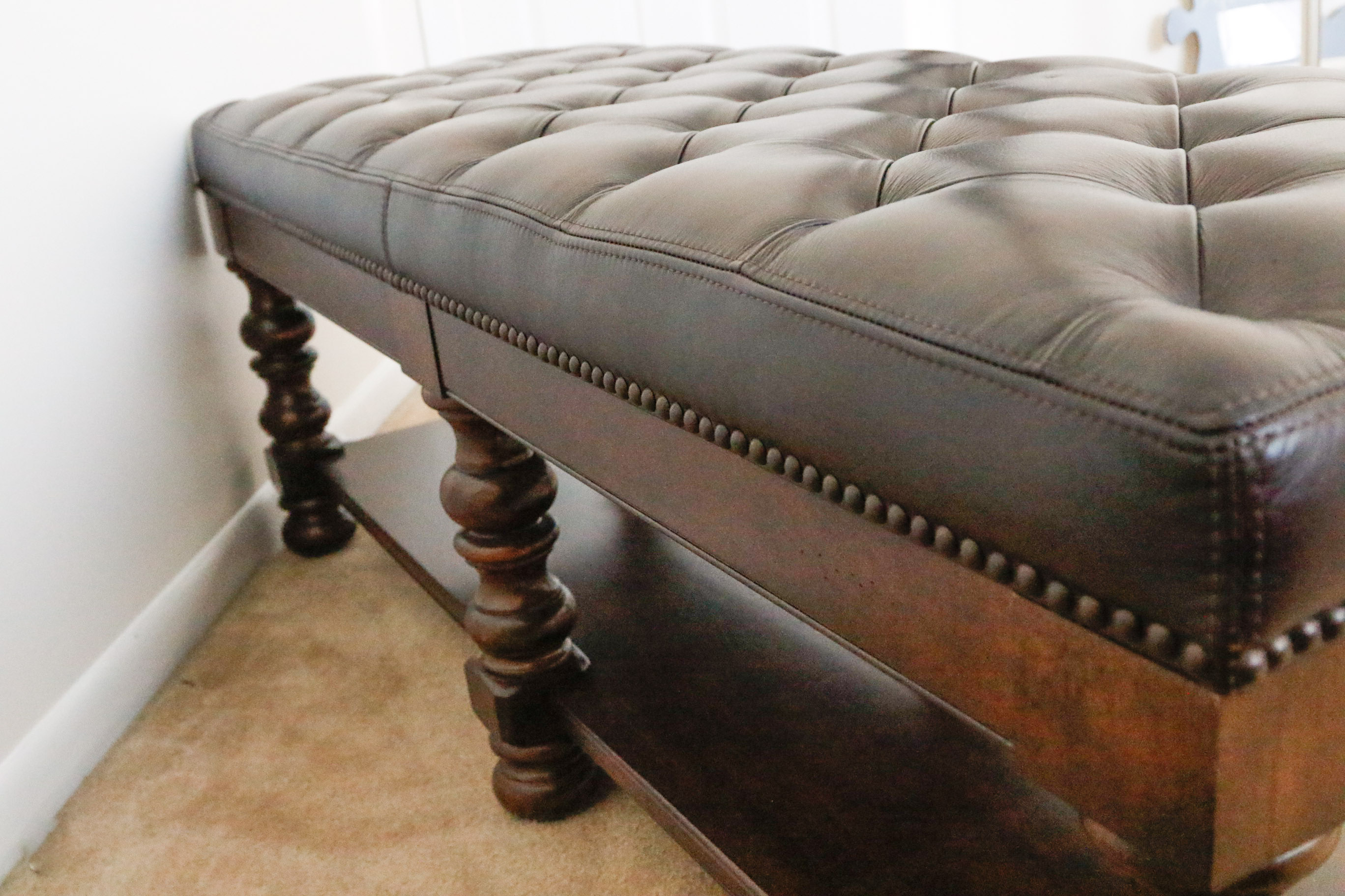 Leather Tufted Bench by Bernhardt for Haverty's