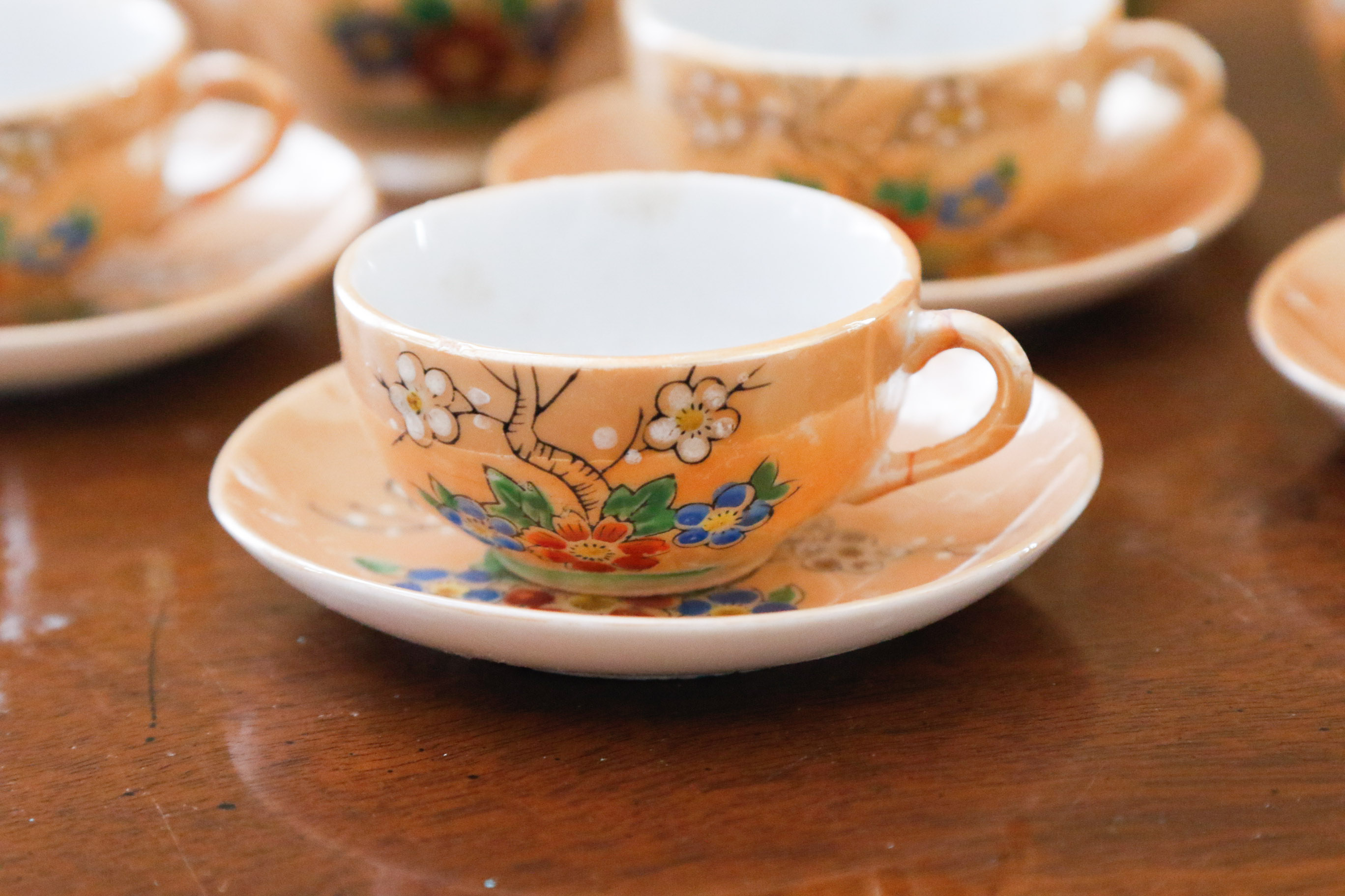 Occupied Japan Peach Lusterware Child's Tea Set
